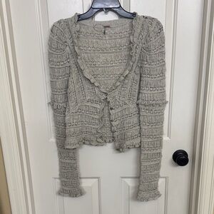 Free People Textured Knit Cardigan in Gray